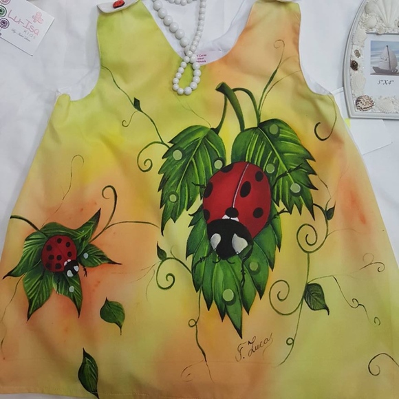 Isabel Lucas Dresses Girls Handmade Painting Ladybug Dress